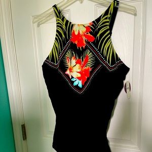 High necked swim tankini top